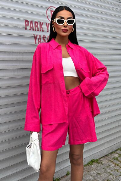 Genel Markalar Gömlek ve Şort Flamlı Keten Takım 10130 R9-E-K2