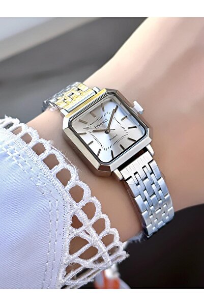 Ferrucci Milano Square White Dial Silver Metal Cord Women Wrist Watch