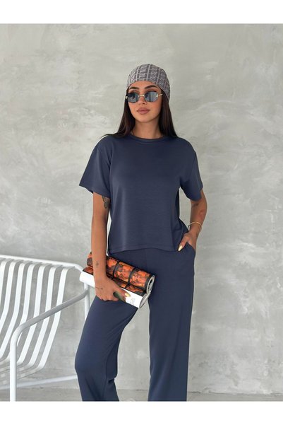 Femira Magaza Women's Modal Fabric Short Sleeve High Waist Tracksuit Set