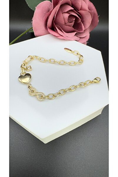 XUPING JEWELRY سوار من الذهب المرصع بالحجر ذو طابع اللانهاية والقلب