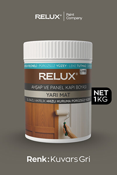 Relux Paint Su Bazlı Pürüzsüz Ahşap & Panel Kapı Boyası – Kokusuz, Sararma Dirençli, Yarı Mat, Hızlı Kuruyan 1KG