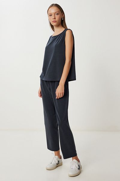 Lovelyİstanbul Modal Blouse Trousers Suit Ldz0039 Anthracite