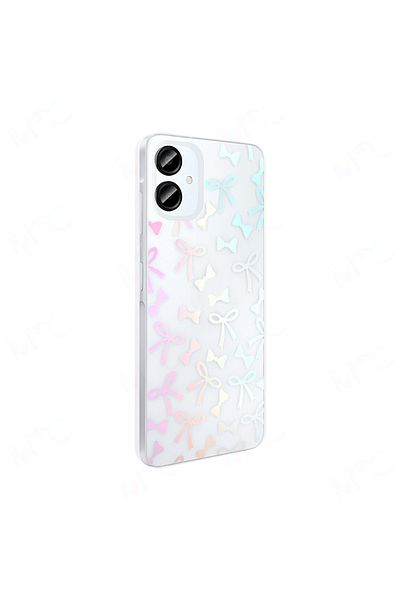 MRCİLETİSİM Samsung Galaxy A06 Case Transparent Bow Pattern Cover Folk