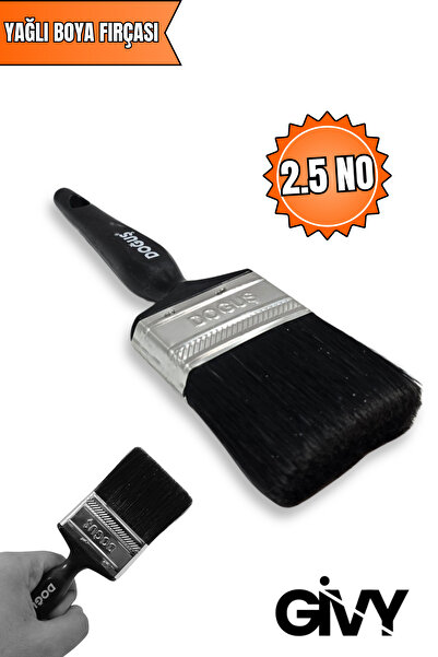 GİVY Plastik Saplı Yağlı Boya Fırçası 2,5 No || 6,5 cm Kestirme Fırça No 2,5