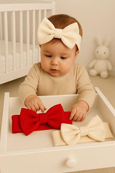 Pico Baby Set de 5 bandane cu fundă dublu strat pentru fetiță și copil (roz/alb/roșu/maro/crem)