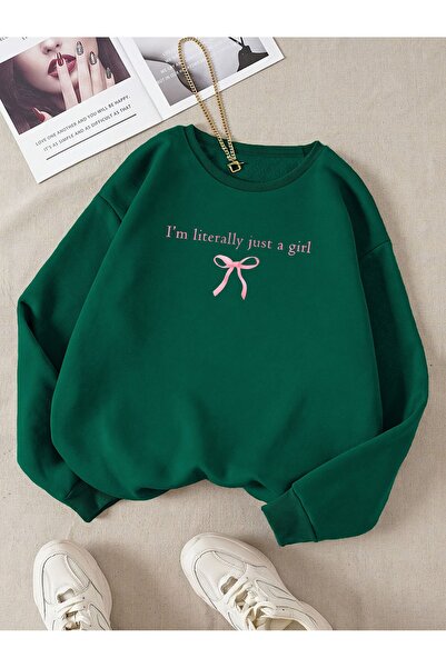 uyguntarz Unisex I'M Literally Just a Girl Printed Oversize Sweatshirt
