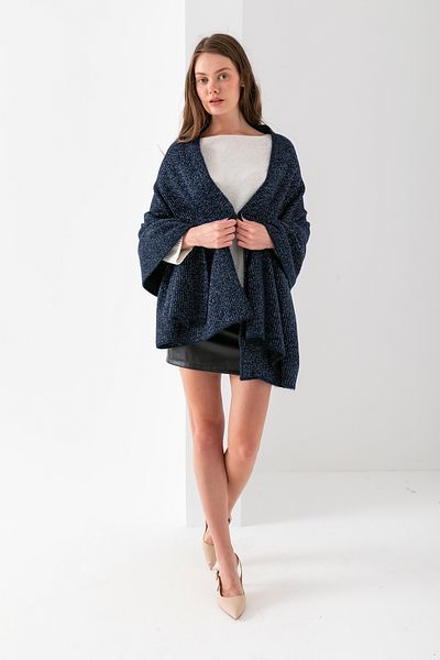 T Crazy T-Crazy Glitter Detailed Soft Textured Winter Knitwear Shawl, Washable Knitted Shoulder Shawl