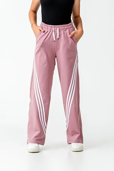 ASYAKİDS CLUB Girls' Wide Leg Pocketed Comfortable Cut Combed Cotton Sweatpants