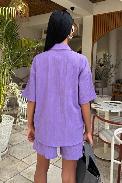 Lijuri Crinkle Fabric Shorts Loose Suit 10135