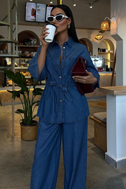 Lijuri Ελαστική ζώνη στη μέση και τζιν σετ με ζώνη 10021