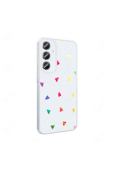 MRCİLETİSİM Samsung Galaxy A16 Case Transparent Heart Pattern Cover Folk