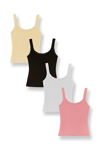 HNX πλέξη ριμπ Γυναικεία εσώρουχα με δαντέλα – Μείγμα βαμβακιού και μοντάλ, ελαστικά - Πακέτο των 4