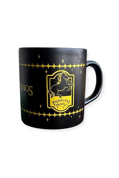 Polin Lord of the Rings Licensed Collectible Mug with Prancing Pony Design, Black and Blue Color Options