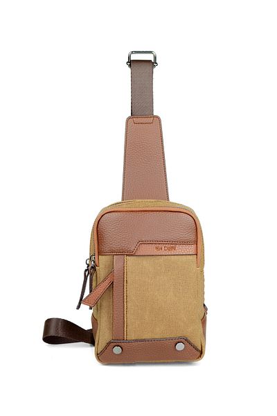 en deri Men's Black Multi-Compartment Daily Cross Strap Shoulder Bag