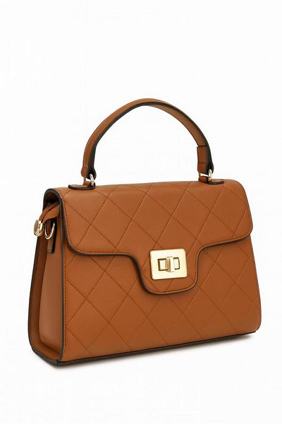 Generic Quilted Leather Ladies Handbag with Gold Chain Buckle – Elegant Top Handle & Shoulder Bag for women