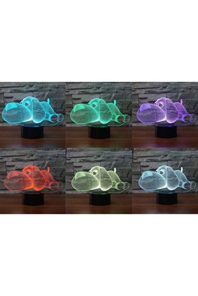 GÜMRÜK BEY 3D Dokunmatik LED Gece Lambası Pilli & USB Bağlantılı Renk Değişti...