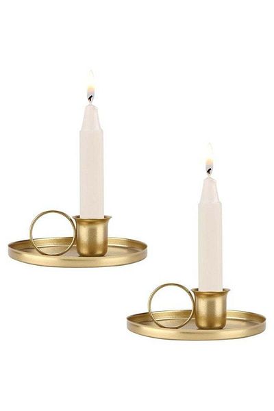Generic DUNISO 2Pcs Metal Taper Candle Holder, Candle Holders for Candlesticks Retro Iron Taper Candle Hold