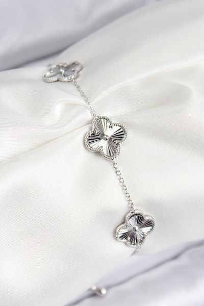 Clariss Vip Brass Clover Model Silver Color Women's Bracelet