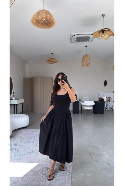 Buket Teke Siyah Sofia Elbise