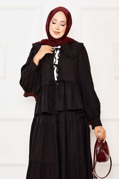 EBRUTESETTÜR Baby Collar Front Lace Skirt Suit