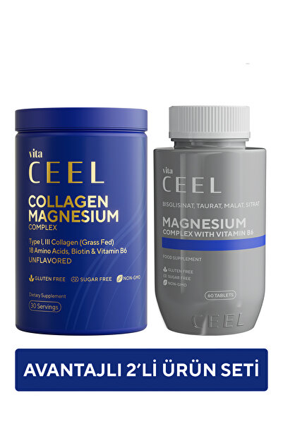 VitaCeel 2'li Magnezyum Tablet ve Kolajen Tip 1, 3 İçeren Magnezyum Complex