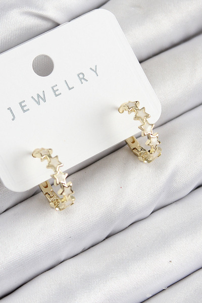 Skygo Brass Zircon Stone Star Model Gold Color Women's Earrings - Tj-Bkp11066