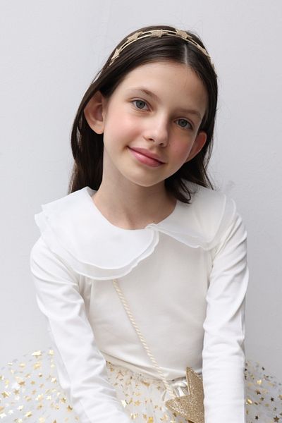 Le Mabelle Ecru Organza Collar Girl's T-Shirt