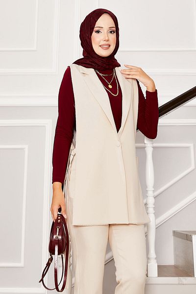 EBRUTESETTÜR Double Hijab Suit with Vest