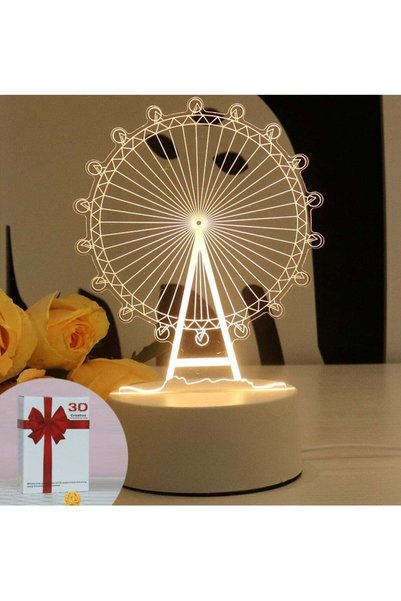 Generic Ferris Wheel 3D LED Lamp White