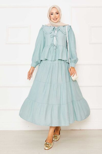 EBRUTESETTÜR Baby Collar Front Lace Skirt Suit