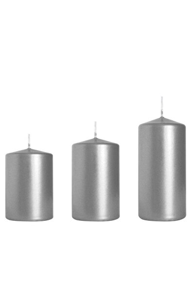 Generic Premium Quality Unscented Metallic Silver Votive Pillar Candles - Lon...