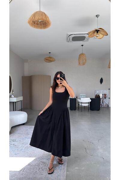 Buket Teke Siyah Sofia Elbise