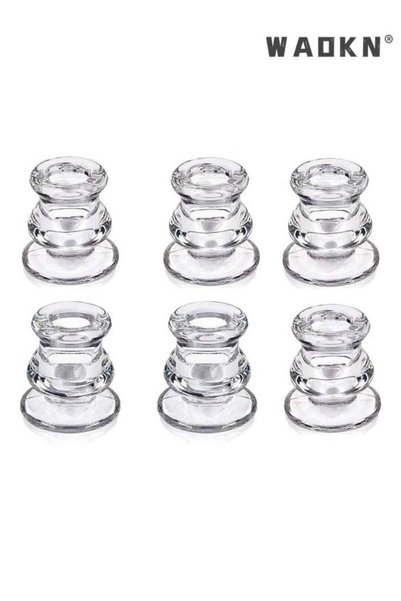 Generic Elegant Glass Candlestick Holders Set of 6 - Tapered Design for Weddi...