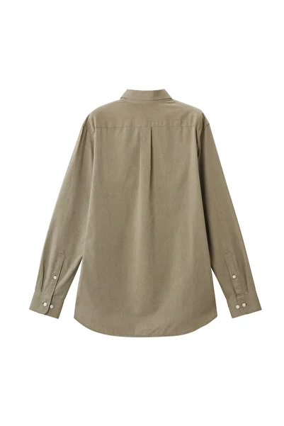 Giordano Men's Cotton Oxford Shirt - Small Lion Embroidery, Slim Fit, Full Button