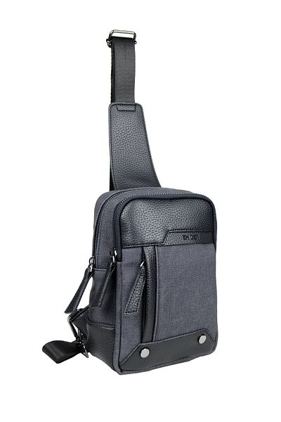 en deri Men's Black Multi-Compartment Daily Cross Strap Shoulder Bag