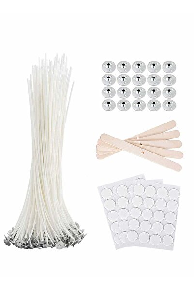 Generic KASTWAVE Candle Making Kit, Bulk Candle Wicks 80 Pcs 8 inch with 60Pcs Candle Wick Stickers, 5Pcs W