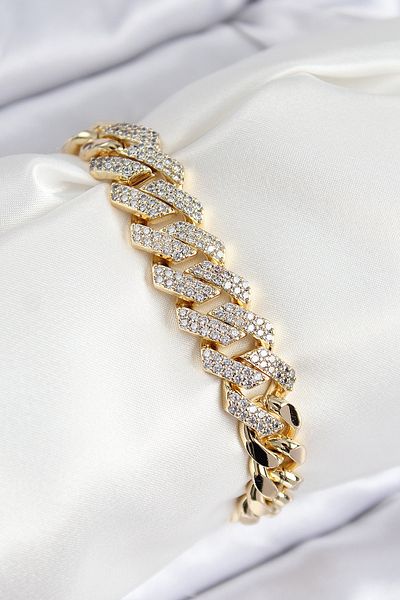 Clariss Vip Brass Zircon Stone Cuba Model Gold Color Women's Bracelet