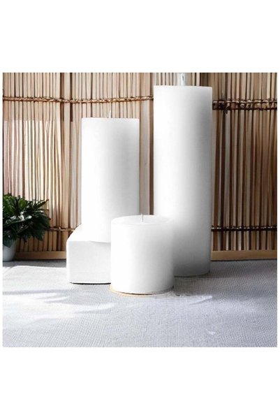 Generic Set of 3 White Pillar Candles - 3x3, 3x6, 3x9 | Unscented & Dripless ...