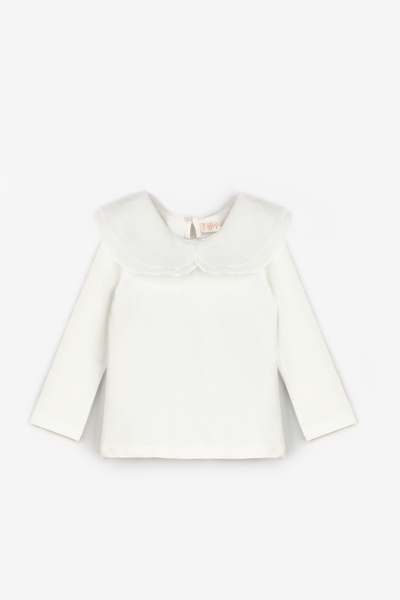 Le Mabelle Ecru Organza Collar Girl's T-Shirt