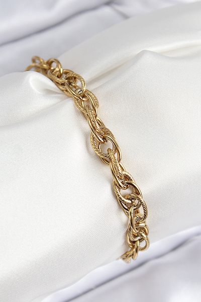 Clariss 316L Steel Classic Tattoo Rope Chain Model Gold Color Women's Bracelet