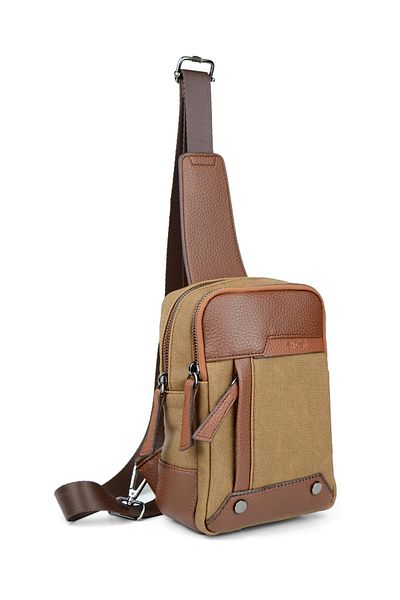 en deri Men's Black Multi-Compartment Daily Cross Strap Shoulder Bag