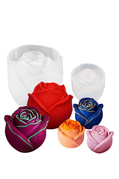 Generic 2-Pack 3D Rose Flower Silicone Molds for Candles and DIY Crafts - Ver...