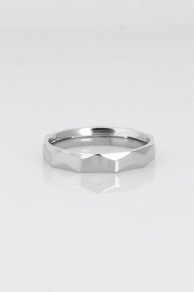 UKHWD SUPPLY 316L Steel Geometric Cut Silver Men's Ring