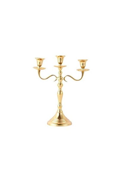 Generic Three Arm Candelabra 10 inch Gold Brass Candle Holders, Candle Stands...