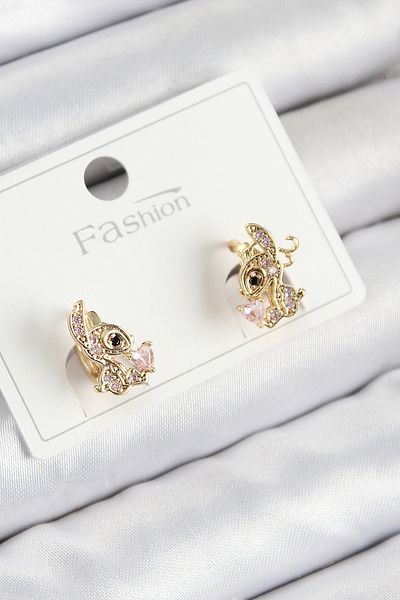 Clariss Brass Zircon Stone Gazelle Model Gold Color Children's Earrings