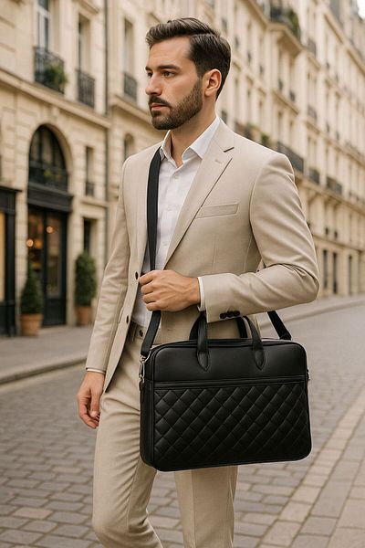 Moda West Premium Quilted Pattern Briefcase File Computer Bag Compatible with 15" & 16" Inch Laptop Notebook Tablets
