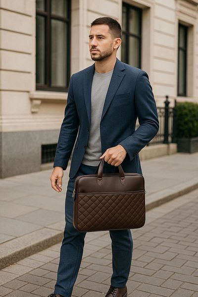 Moda West Premium Quilted Pattern Briefcase File Computer Bag Compatible with 15" & 16" Inch Laptop Notebook Tablets