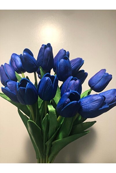 vizyon çiçek 16’lı Yapay Mavi Islak Lale Demeti Gerçekçi Dokulu, Dekoratif Çiçek,Nişan,Ev ve Ofis Süslemesi