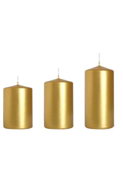 Generic Premium Quality Unscented Metallic Gold Pillar Candles - Long Burning...