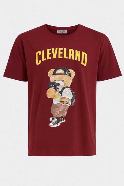 poupee Men's T-Shirt, Burgundy Men's T-Shirt, Knitted T-Shirt, Printed Knitted Single Jersey Men's T-Shirt